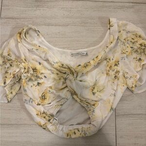 Abercrombie & Fitch Yellow Floral Crop Top xs